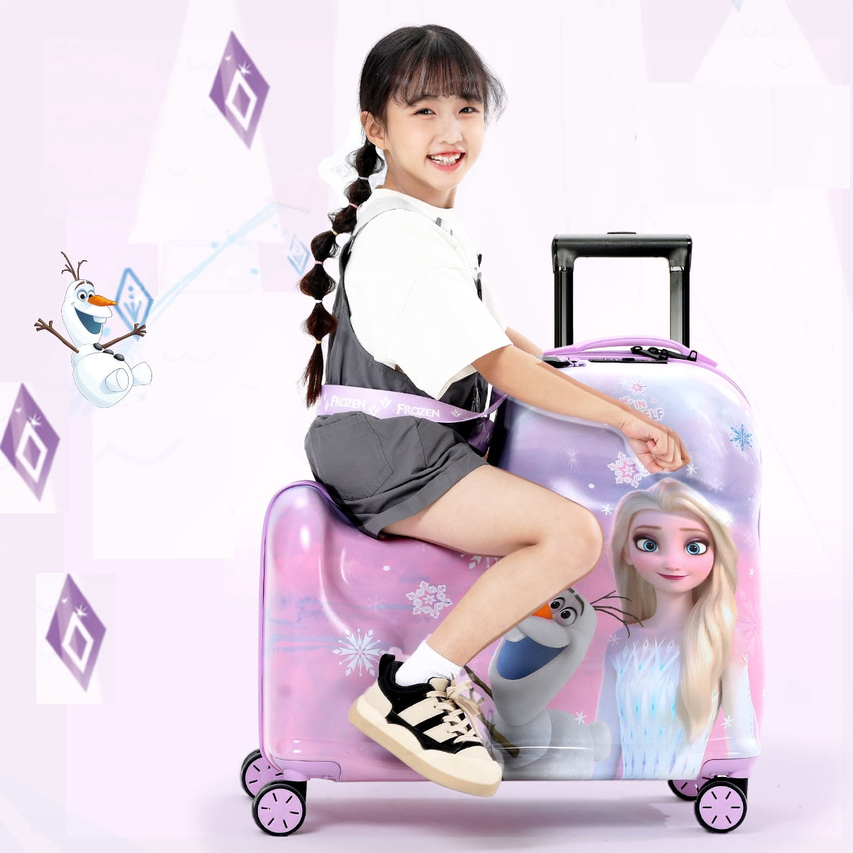 子供が乗れるキャリーケース　アナと雪の女王　24インチ　50ℓ　DHM23823-Q